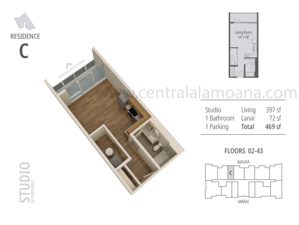 The Central Ala Moana Floor Plan C