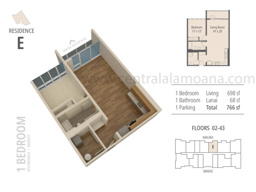The Central Ala Moana Floor Plan E