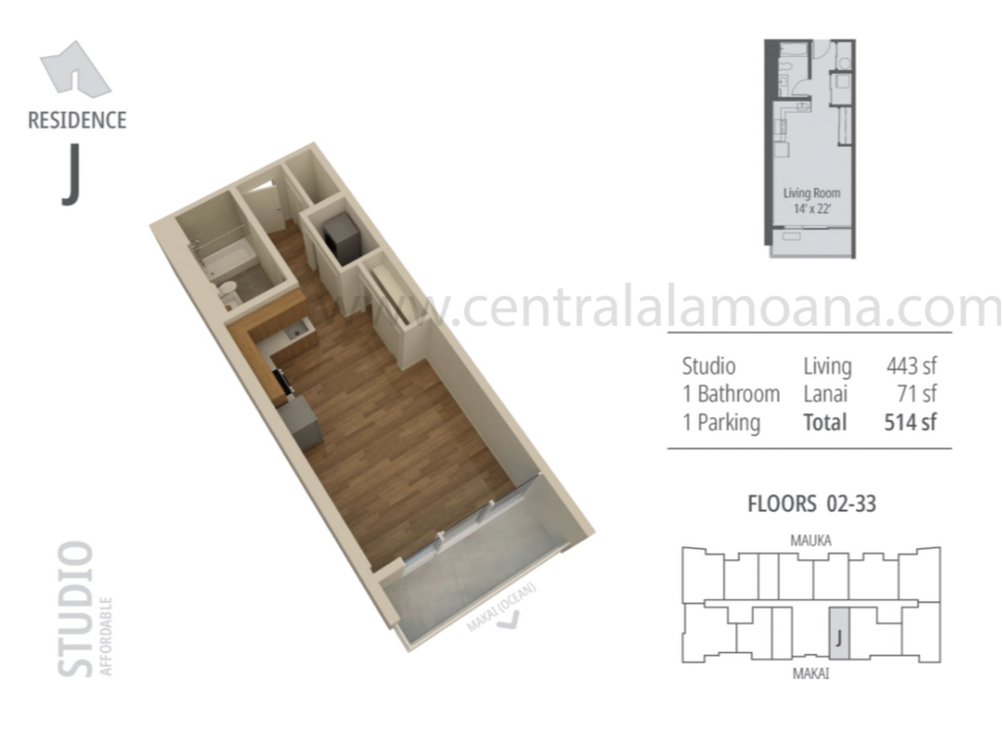The Central Ala Moana Floor Plan J